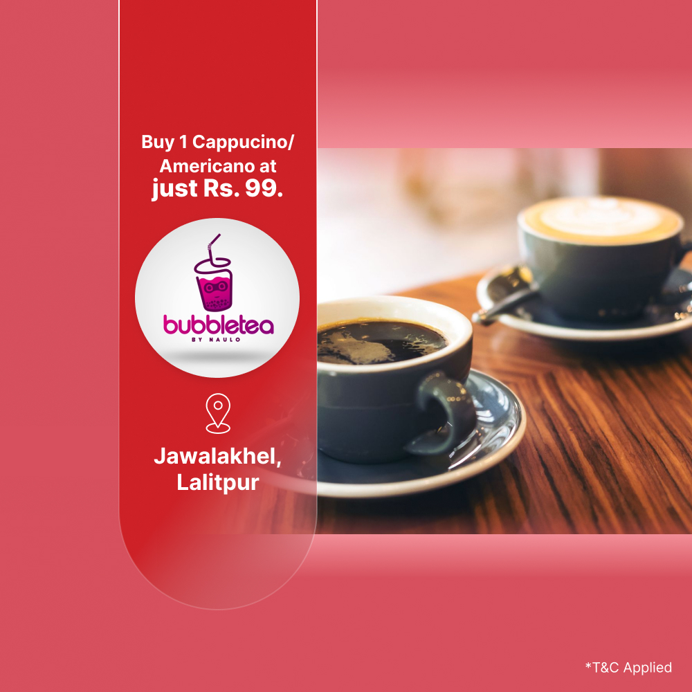 Buy 1 Cappucino/Americano at just Rs. 99 at Naulo Bubble Tea