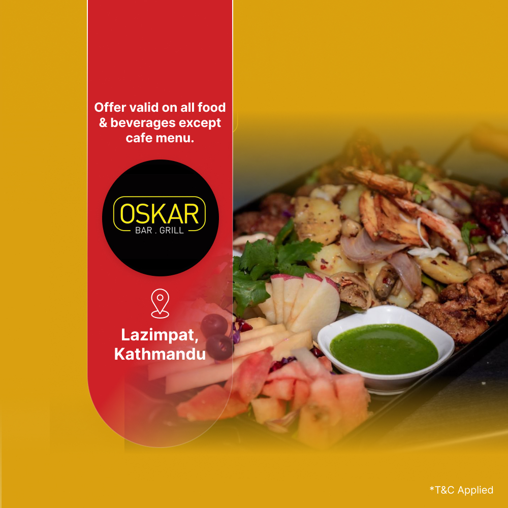 15% off on all food & beverages except cafe menu at Oskar Bar & Grill