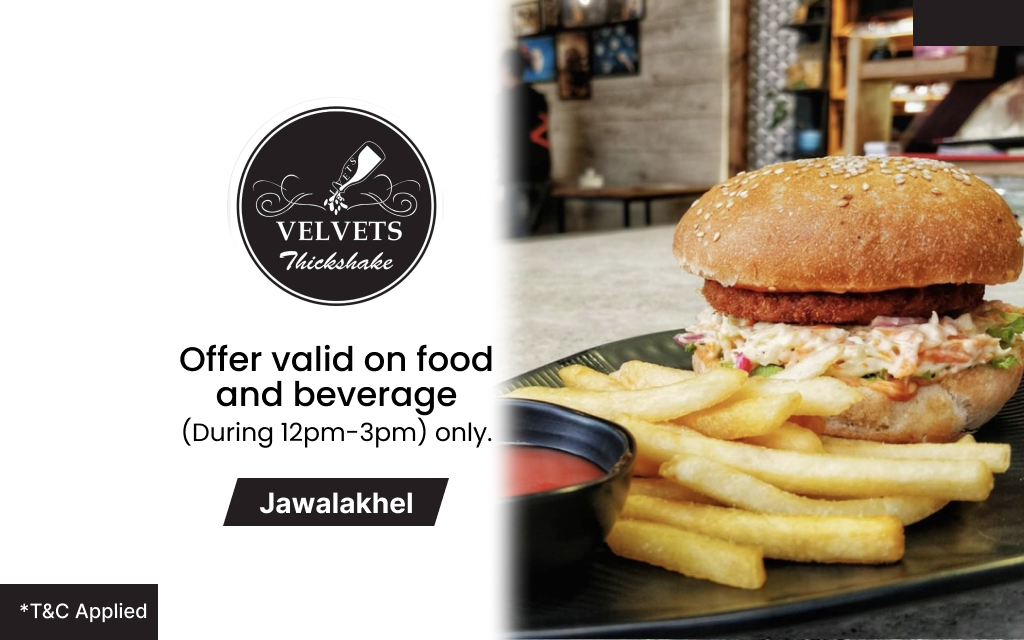 15% off on food and beverage (12pm-3pm) only at Velvets Cafe