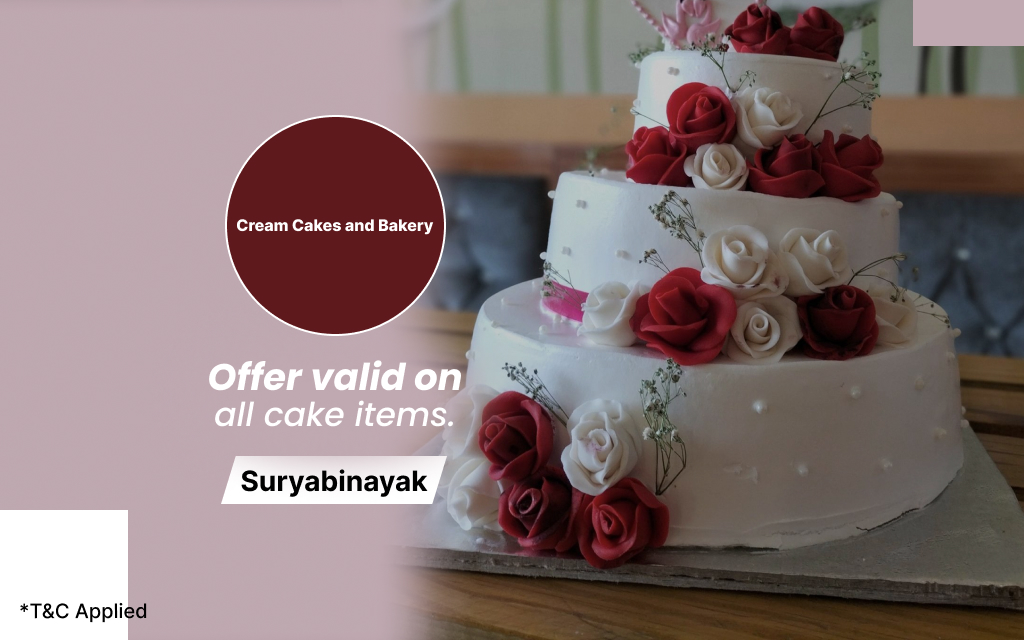 15% off on all cake items at Cream Cakes & Bakery